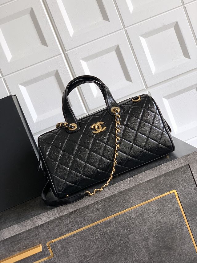 CC original crumpled calfskin large bowling bag AS5579 black