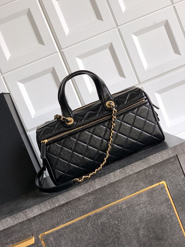 CC original crumpled calfskin large bowling bag AS5579 black