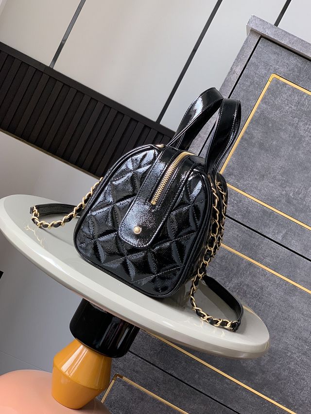 CC original crumpled calfskin small bowling bag AS5578 black