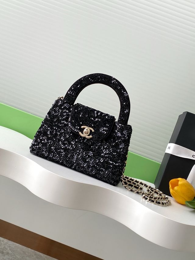 CC sequins mini shopping bag AS4416 black
