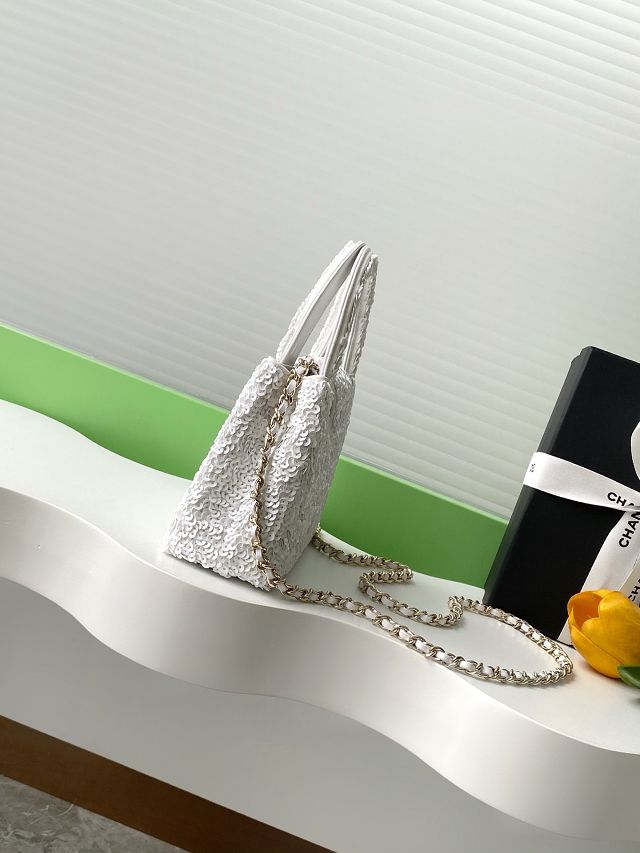 CC sequins mini shopping bag AS4416 white