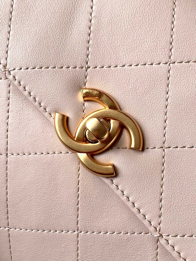 CC original calfskin medium top handle flap bag AS5467 beige