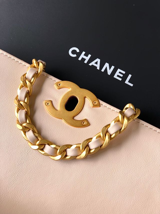 CC original calfskin medium top handle flap bag AS5467 beige