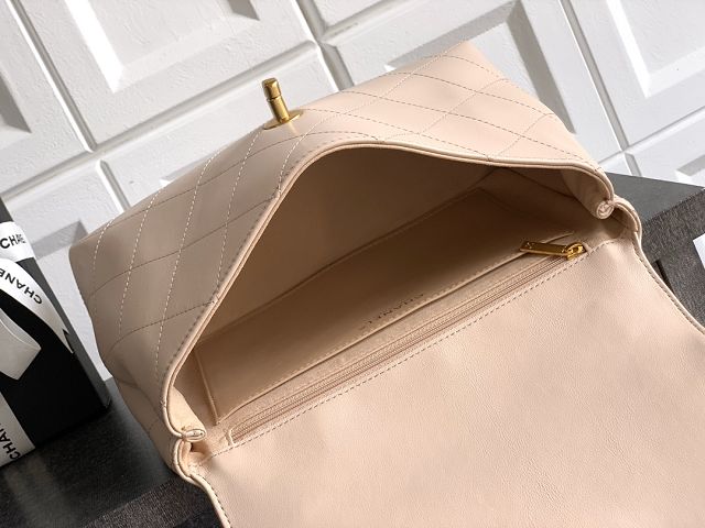 CC original calfskin medium top handle flap bag AS5467 beige