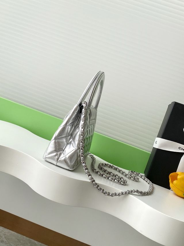 CC original calfskin mini shopping bag AS4416 silver