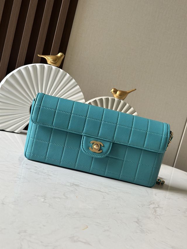 CC original lambskin clutch with chain AP3314 blue