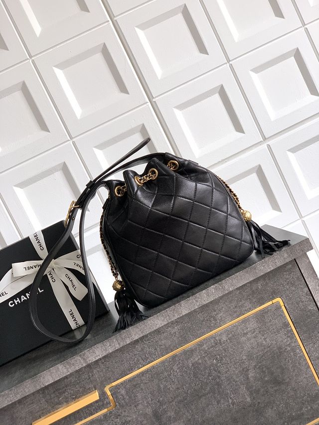 CC original lambskin drawstring bag AS5499 black