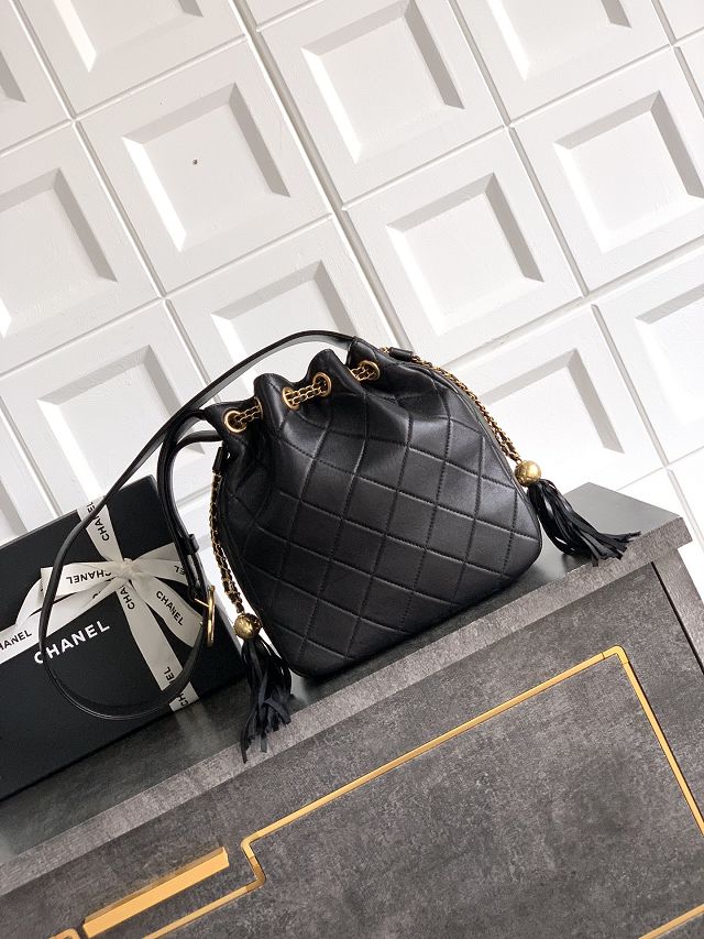CC original lambskin drawstring bag AS5499 black
