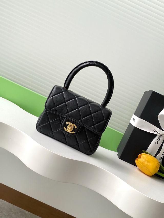CC original lambskin mini top handle bag AS3869 black