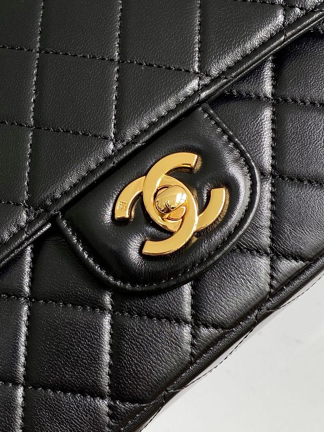 CC original lambskin top handle bag AS3868 black