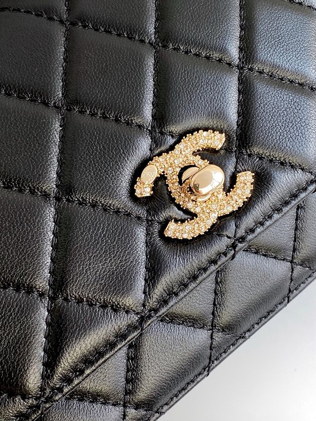 CC original lambskin wallet on chain AP4323 black