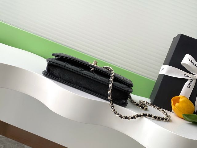 CC original lambskin wallet on chain AP4323 black