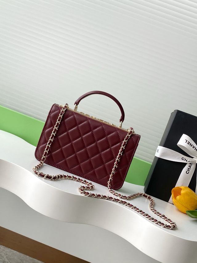 CC original lambskin wallet on chain AP4323 burgundy