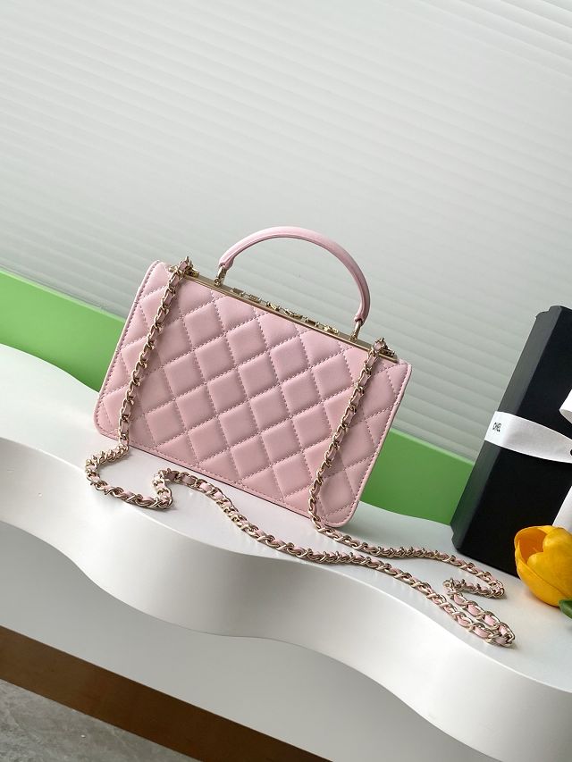 CC original lambskin wallet on chain AP4323 pink