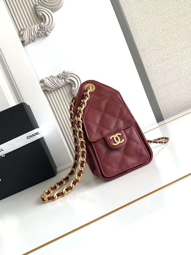 CC original grained calfskin 25 mini handbag AS5631 bordeaux