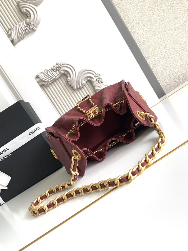CC original grained calfskin 25 mini handbag AS5631 bordeaux