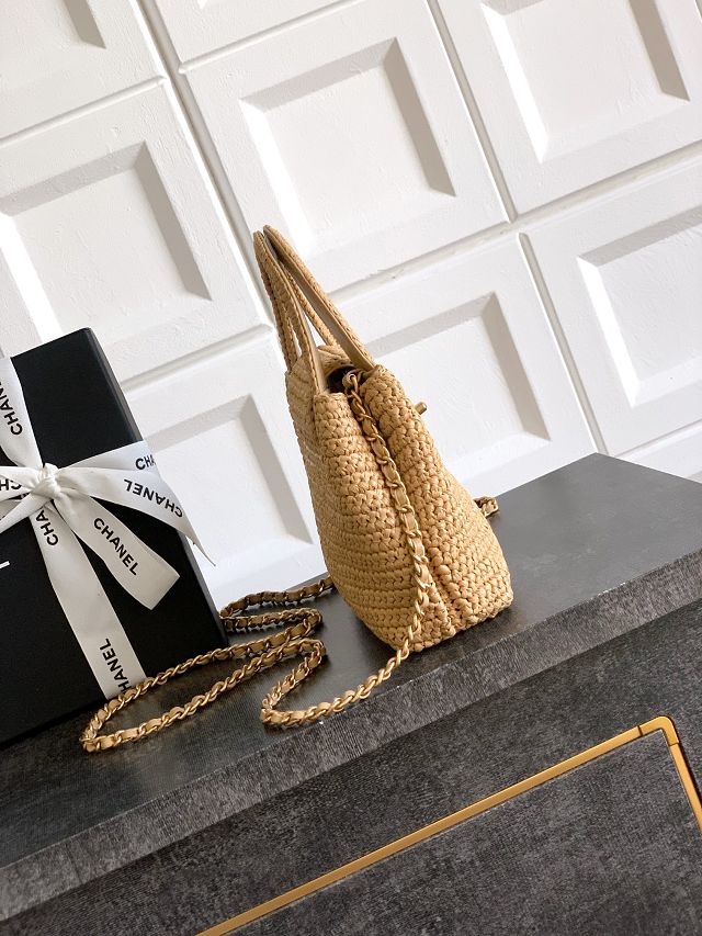 CC original raffia mini shopping bag AS4416 apricot