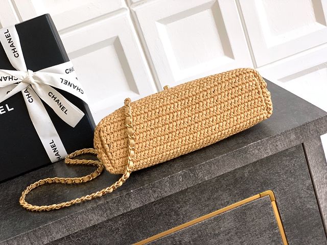 CC original raffia mini shopping bag AS4416 apricot