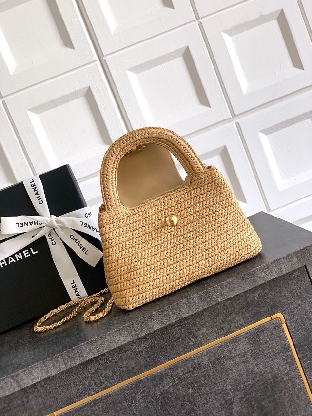 CC original raffia mini shopping bag AS4416 apricot