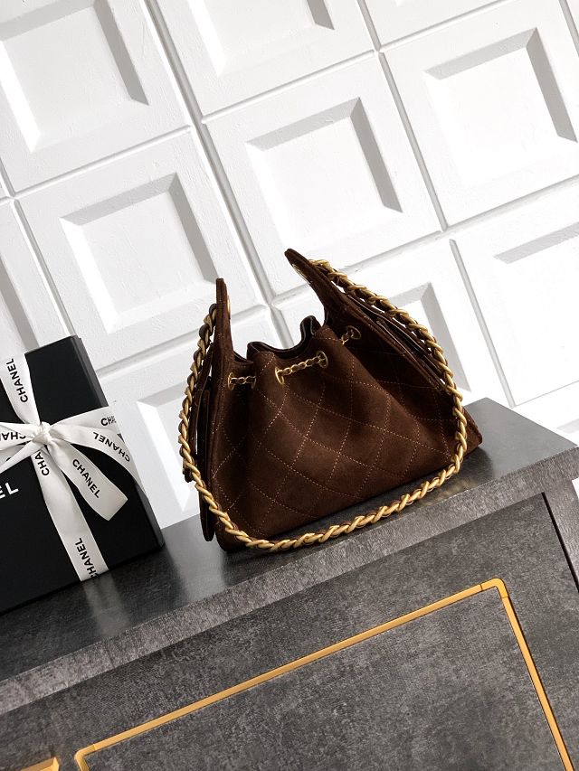 CC original suede 25 mini handbag AS5631 dark brown