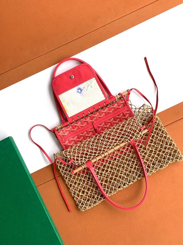 Goyard original raffia mesh aligre bag GY0122 fuchsia