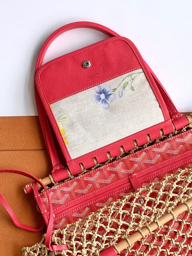 Goyard original raffia mesh aligre bag GY0122 fuchsia