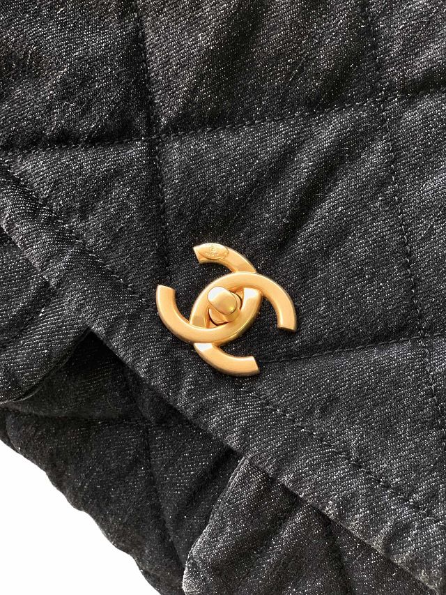 CC original denim large flap bag AS5011 black