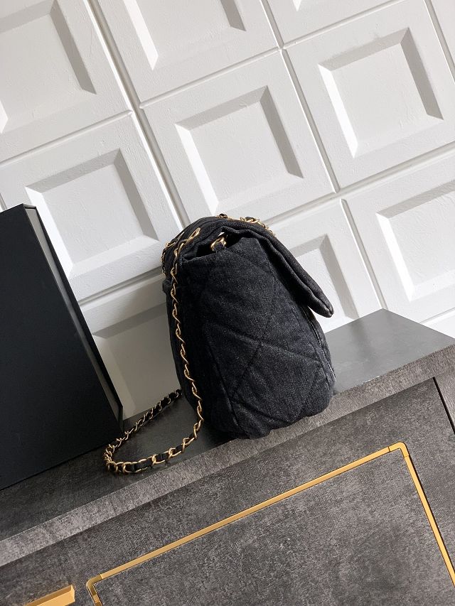 CC original denim large flap bag AS5012 black