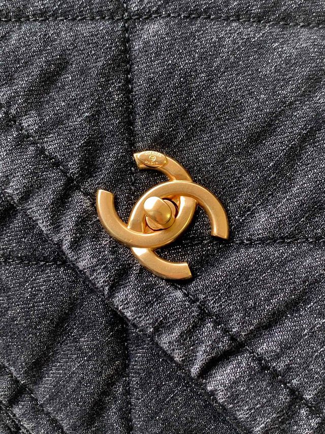 CC original denim large flap bag AS5012 black