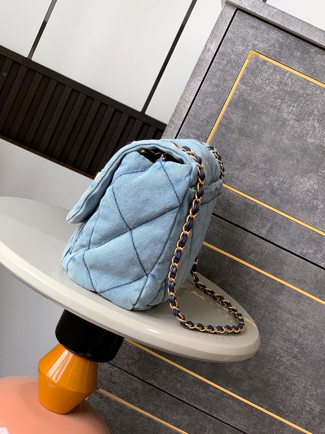 CC original denim large flap bag AS5012 blue