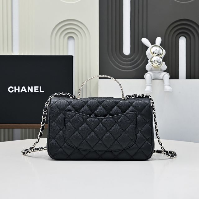 CC original grained calfskin top handle flap bag AS5554 black