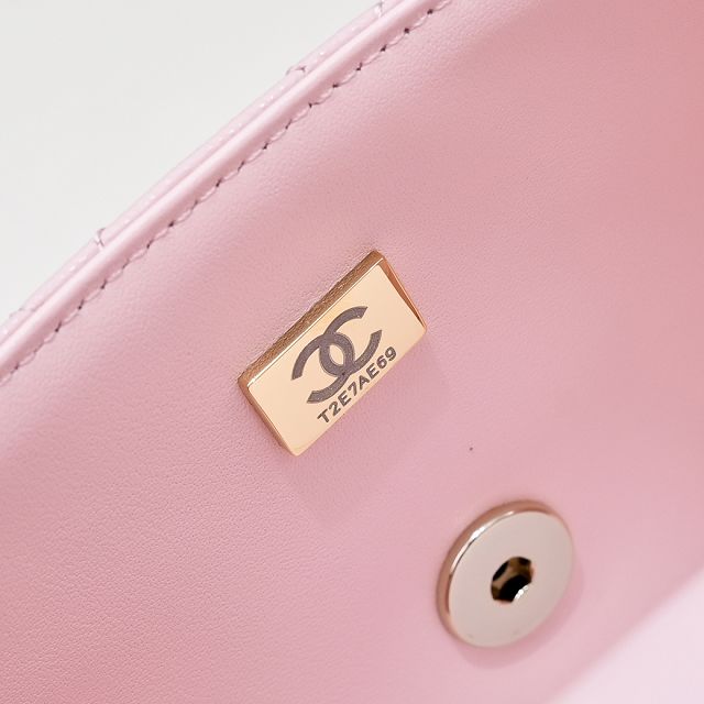 CC original grained calfskin top handle flap bag AS5554 pink