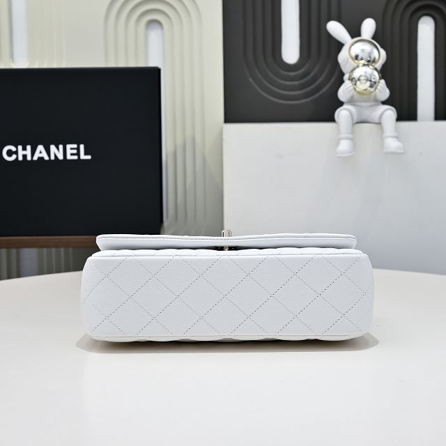 CC original grained calfskin top handle flap bag AS5554 white