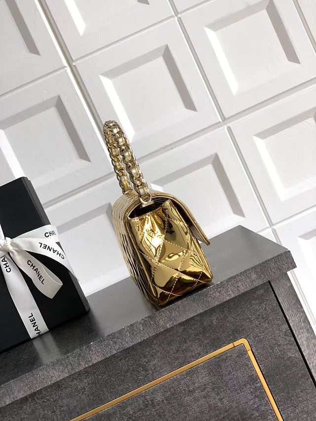 CC original patent calfskin top handle clutch AP3240 gold