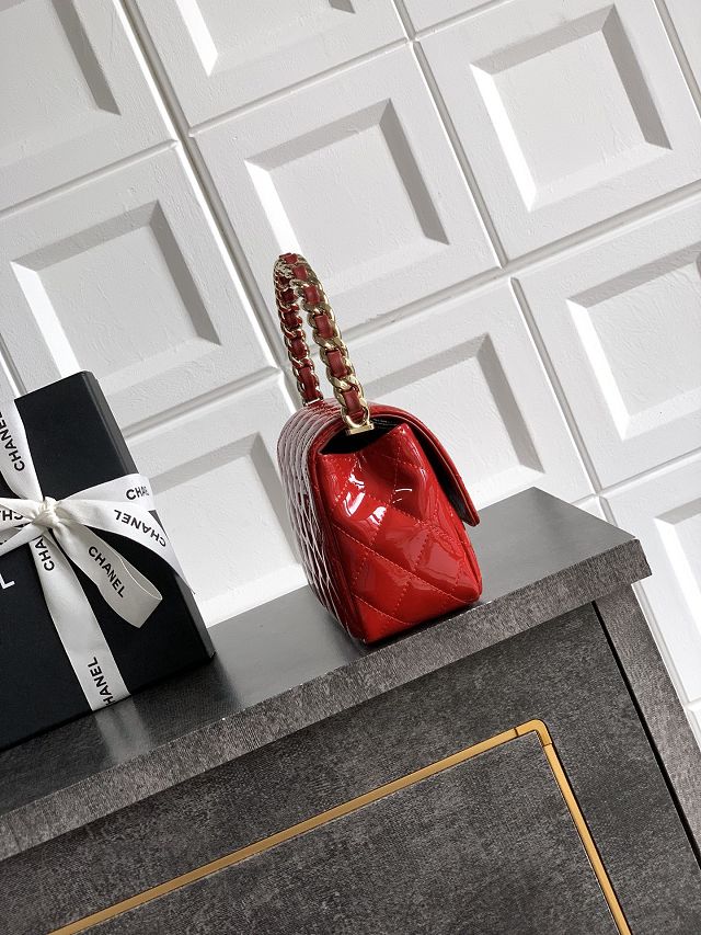 CC original patent calfskin top handle clutch AP3240 red