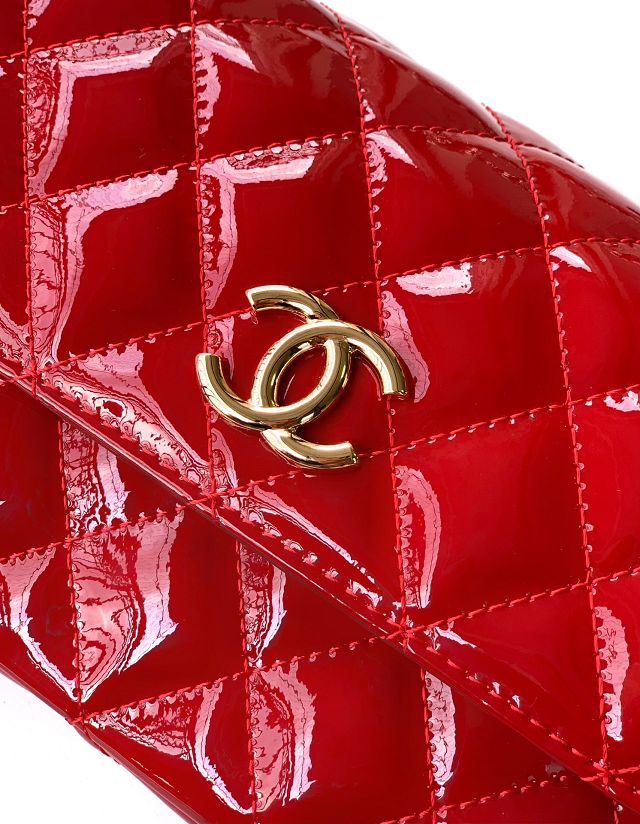 CC original patent calfskin top handle clutch AP3240 red