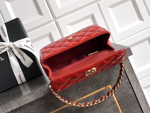 CC original patent calfskin top handle clutch AP3240 red