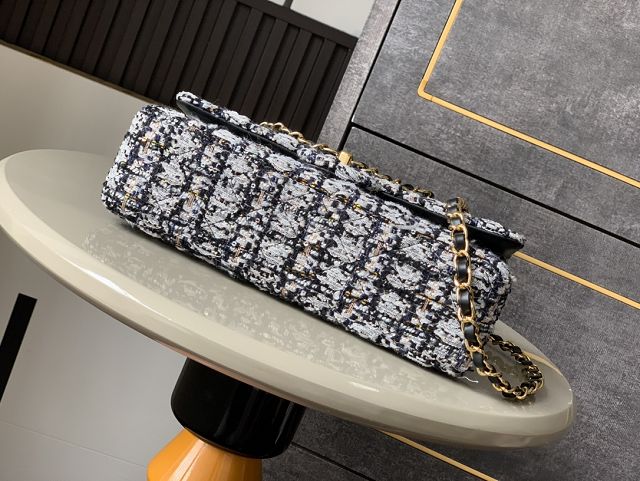 CC original tweed medium flap bag A01112 black&white