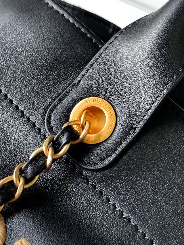 CC original calfskin small shopping bag AS3257 black