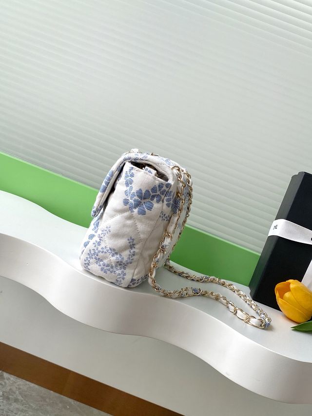 CC original denim medium flap bag AS5454 blue