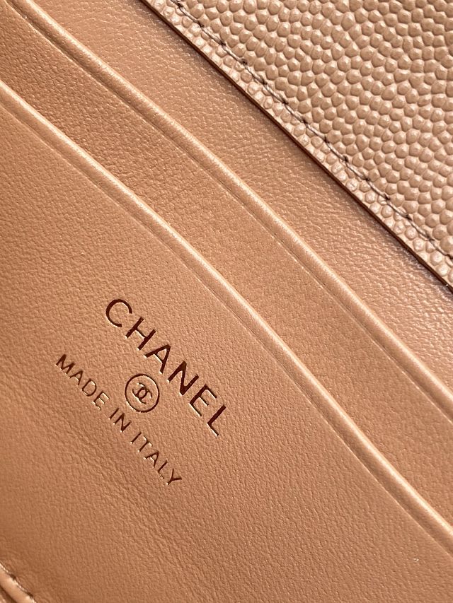 CC original grained calfskin flap phone holder AP3238 apricot