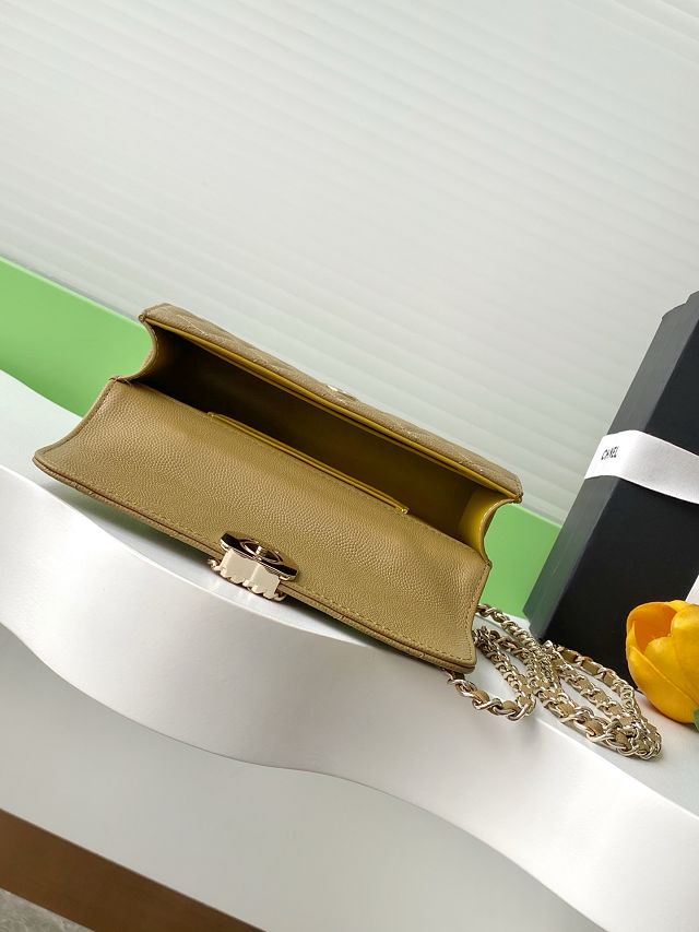 CC original grained calfskin flap phone holder AP3238 avocado