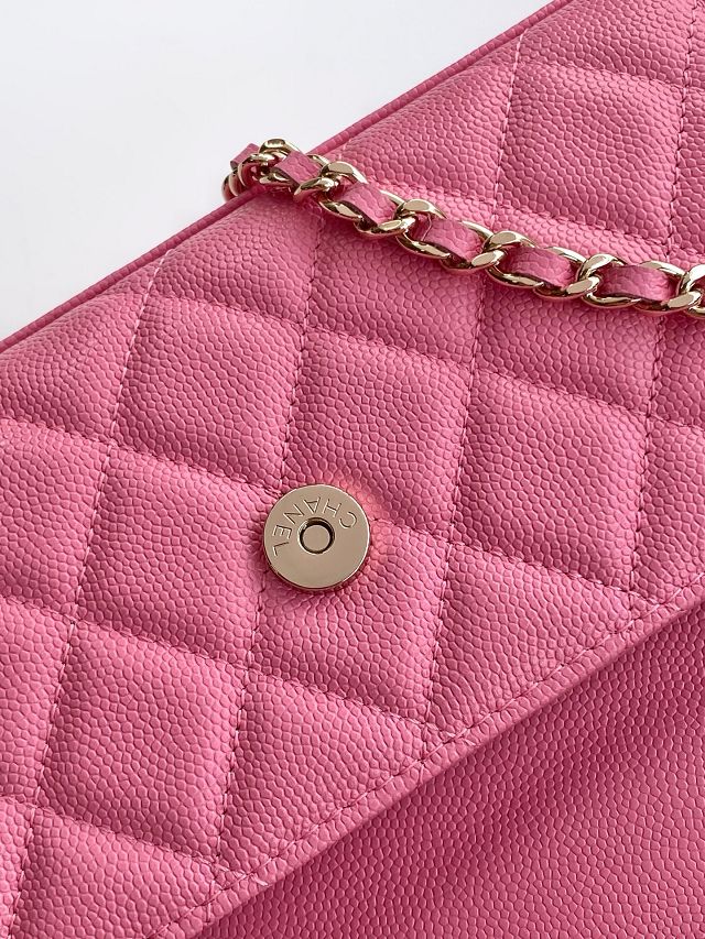 CC original grained calfskin flap phone holder AP3238 hot pink