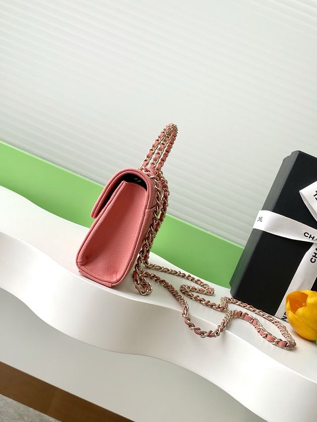 CC original grained calfskin flap phone holder AP3238 light pink