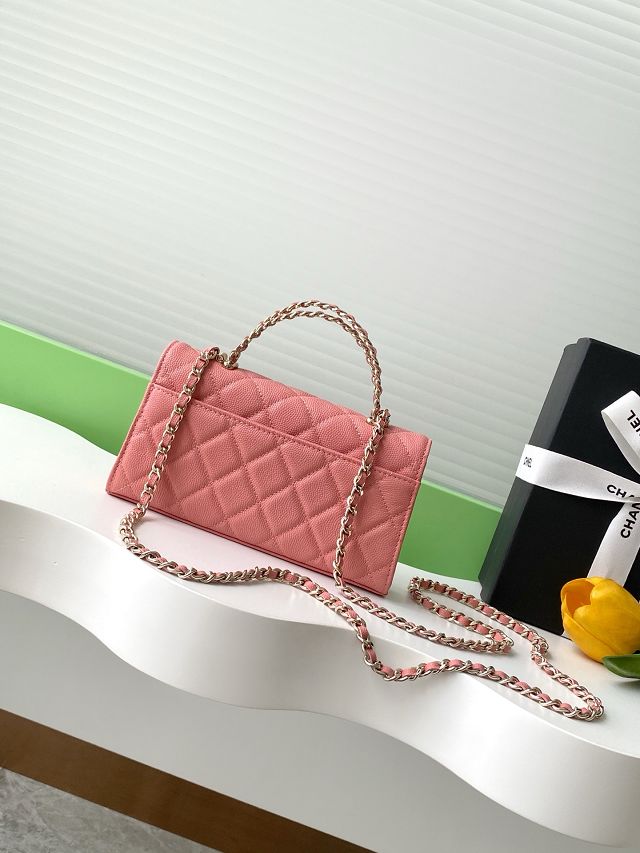 CC original grained calfskin flap phone holder AP3238 light pink