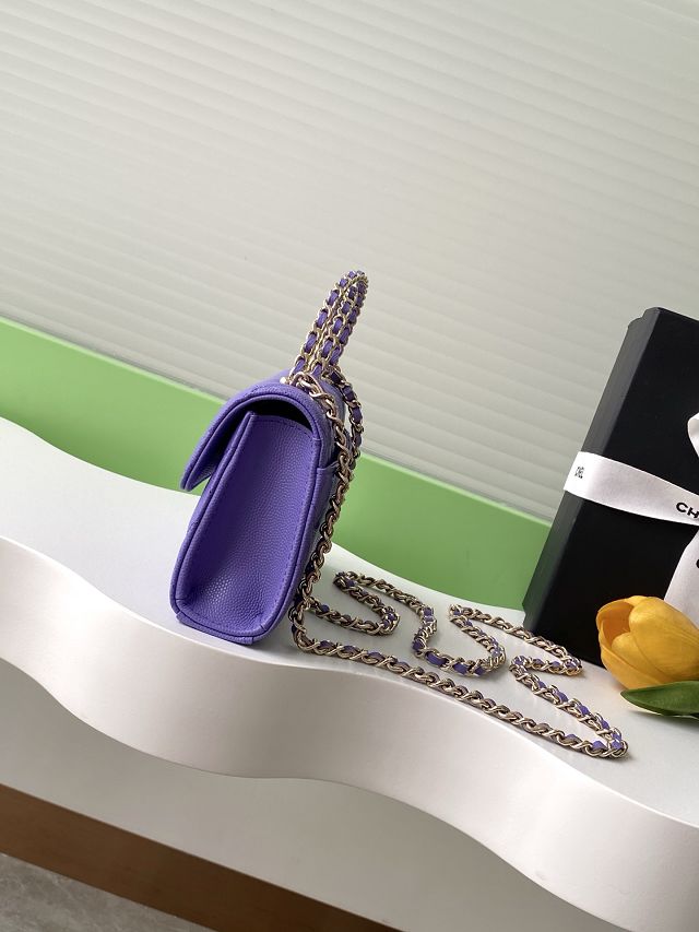 CC original grained calfskin flap phone holder AP3238 purple