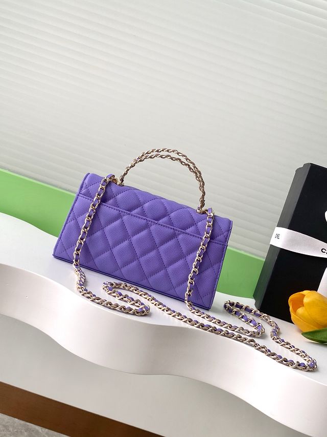 CC original grained calfskin flap phone holder AP3238 purple