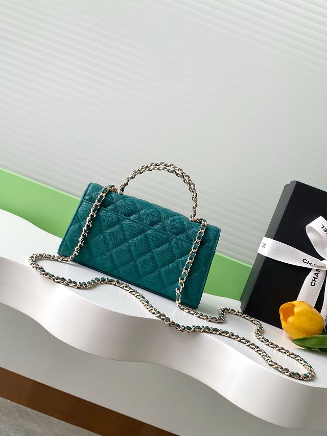 CC original grained calfskin flap phone holder AP3238 turquoise