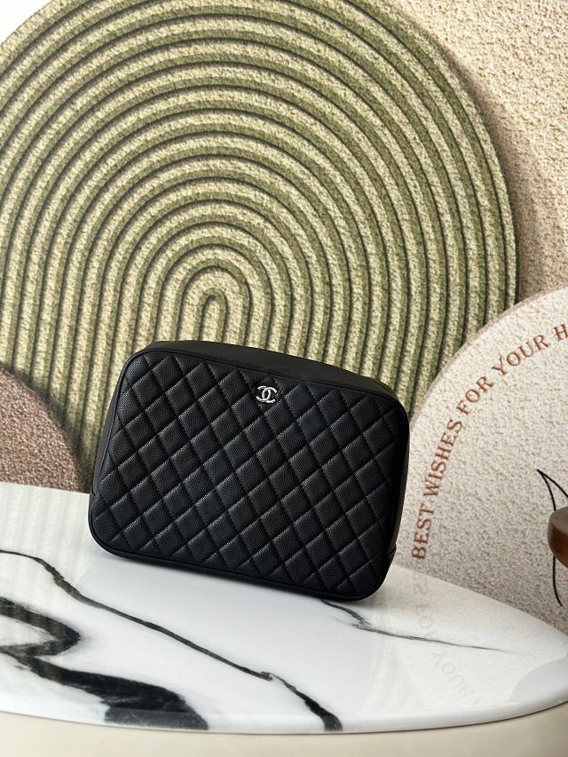 CC original grained calfskin large pouch A31106 black