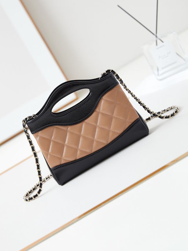 CC original lambskin nano 31 bag AS3656 black&apricot